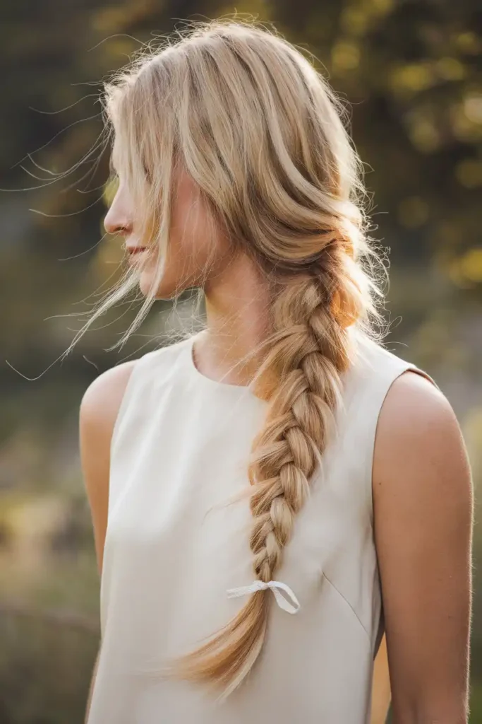 Textured Fishtail Braid for a Boho Wedding