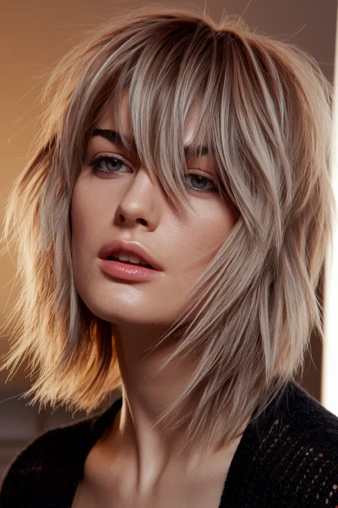 The Classic 70s Shag Haircut with Curtain Bangs