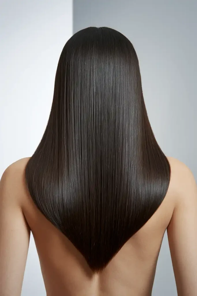 The Classic Deep V Cut for Long Straight Hair