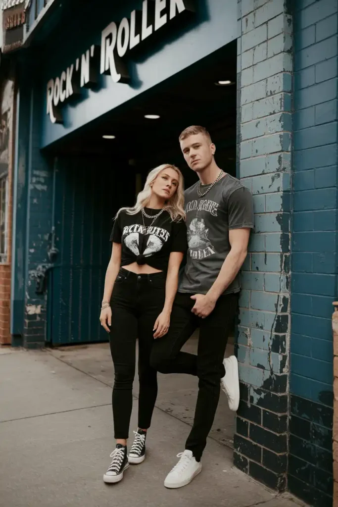 The Rock 'n' Roller Coaster Couple: Edgy Street Style