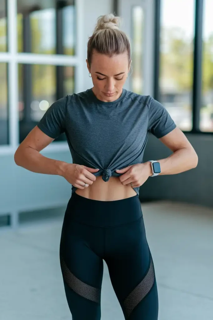 Tie Front Tee and High Rise Mesh Leggings