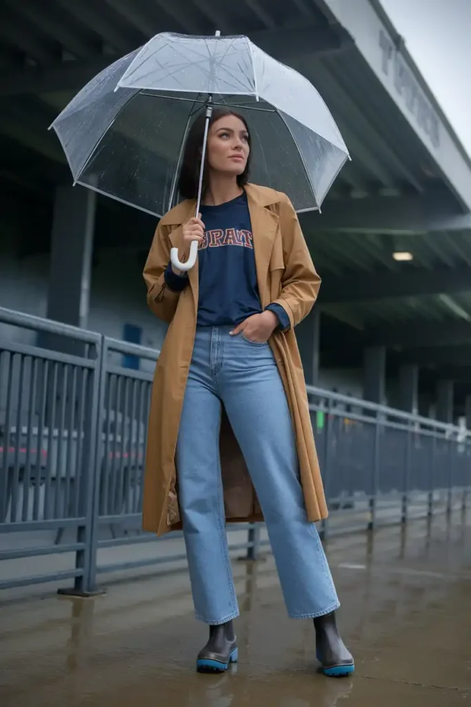 Trench Coat and Jeans for Rainy Days