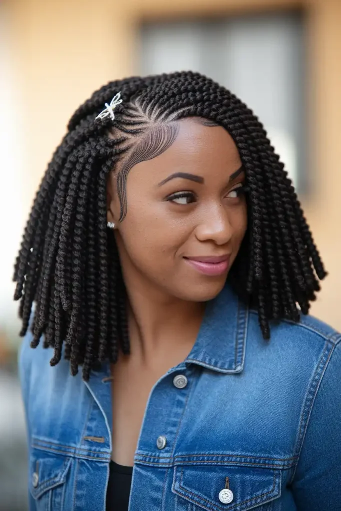 Twist-Out With a Slicked Side Part
