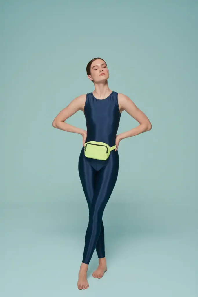 Unitard with a Contrast Color Waist Bag