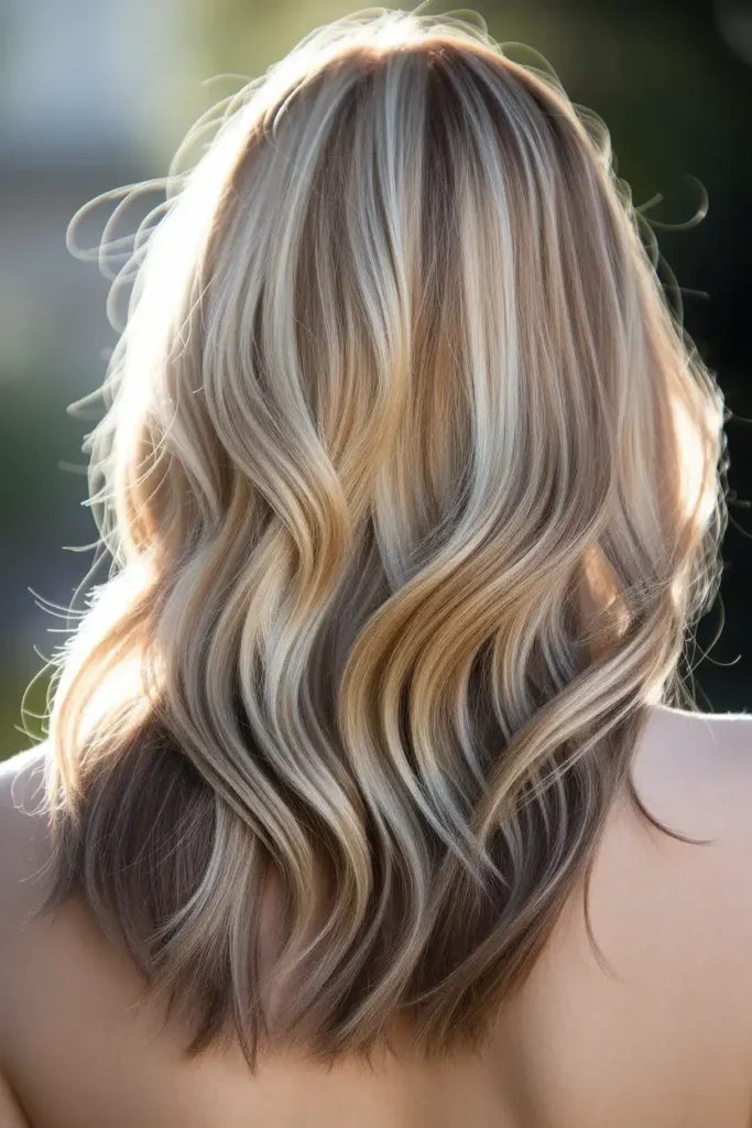 V Cut on Highlighted Blonde Hair