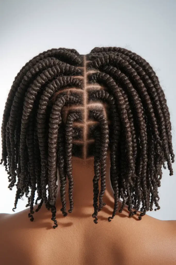 V Cut on Natural Hair With Defined Coils