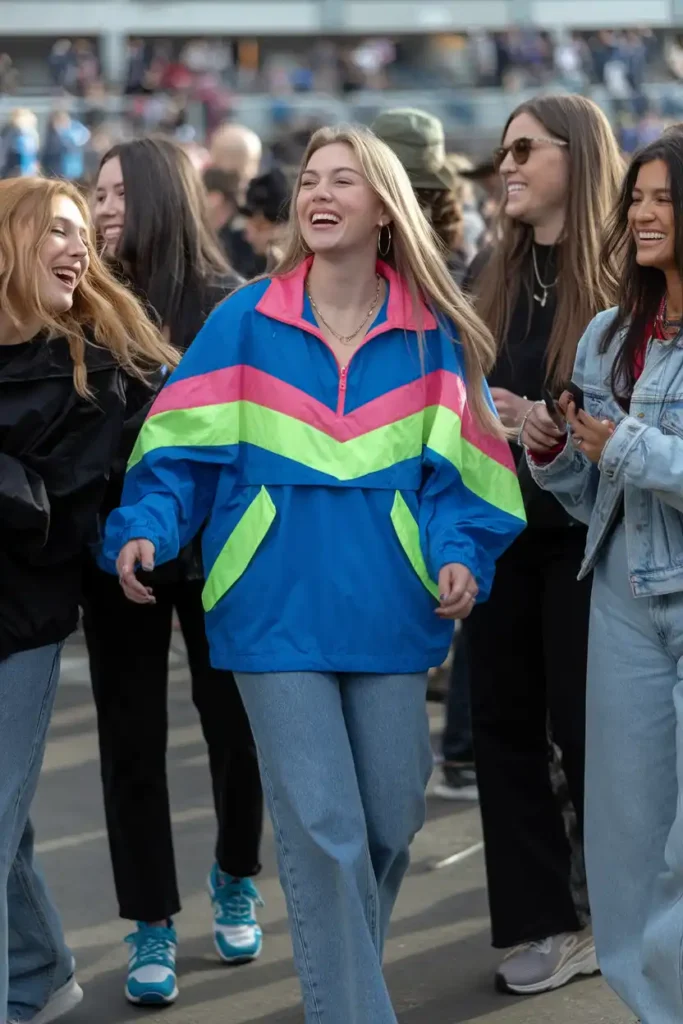 Vintage Windbreaker and Straight Leg Jeans