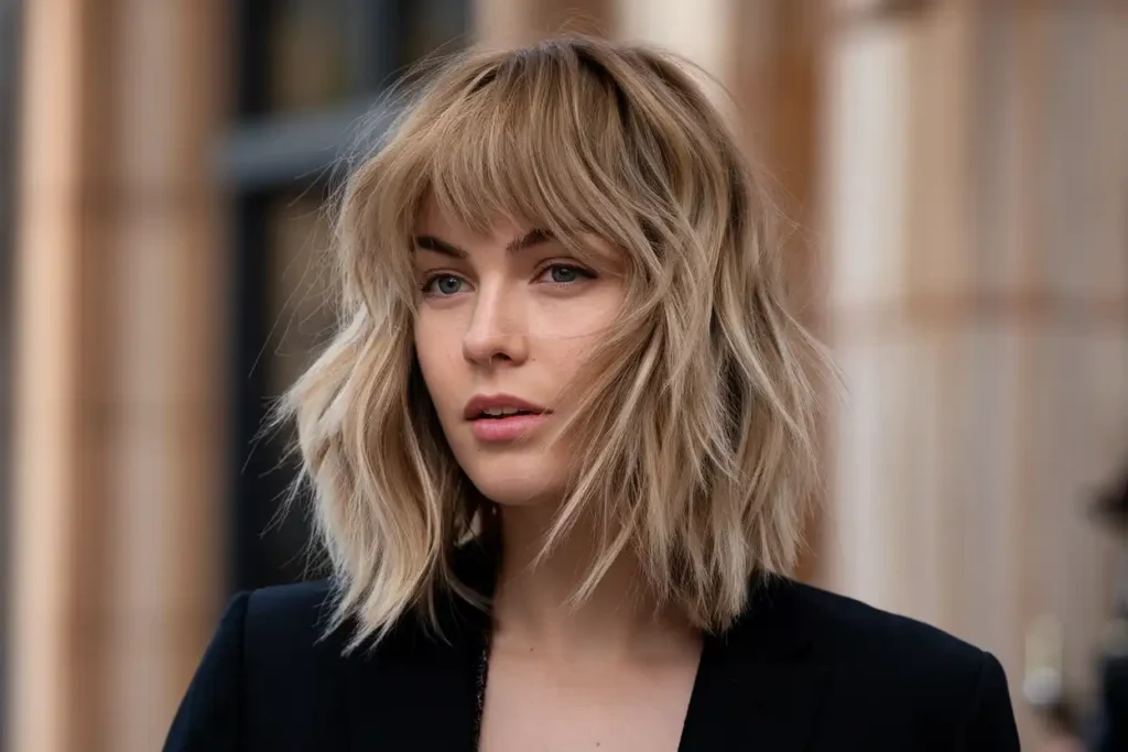 Wavy Shag Haircut With Curtain Bangs