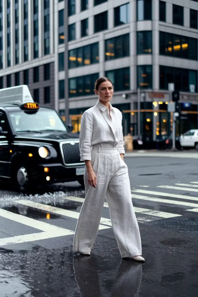 Wearing All-White on a Rainy London Day