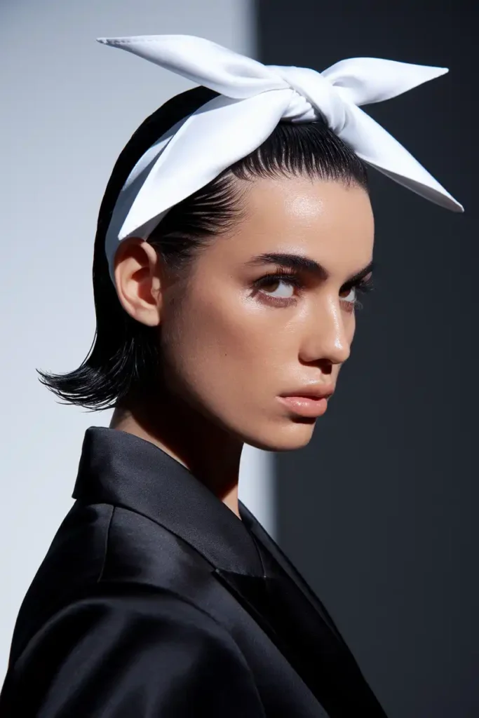 Wet Look Slicked-Back Hair With Bandana