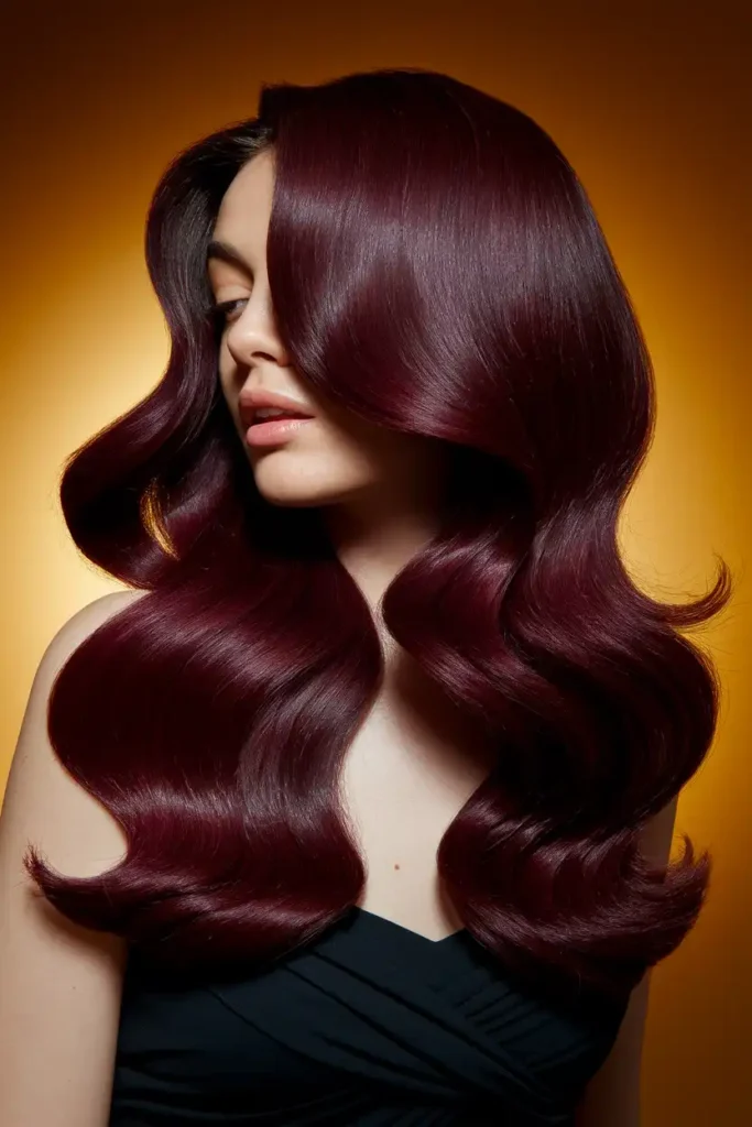 Wine Red Burgundy on Thick Dark Hair
