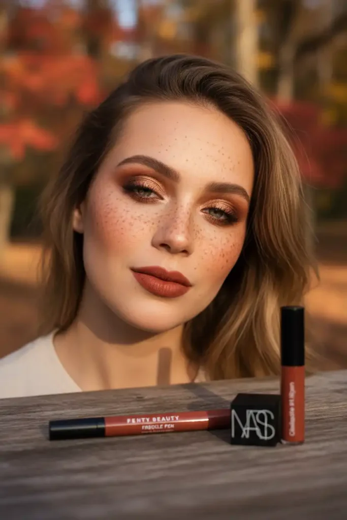 Autumn Freckle Looks: Warm Tones and Moody Color