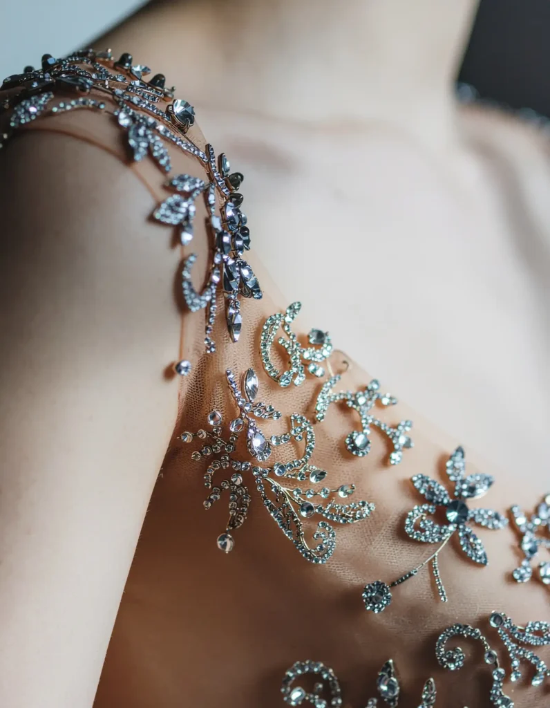 Beading and Crystal Embellishments in Natural Light
