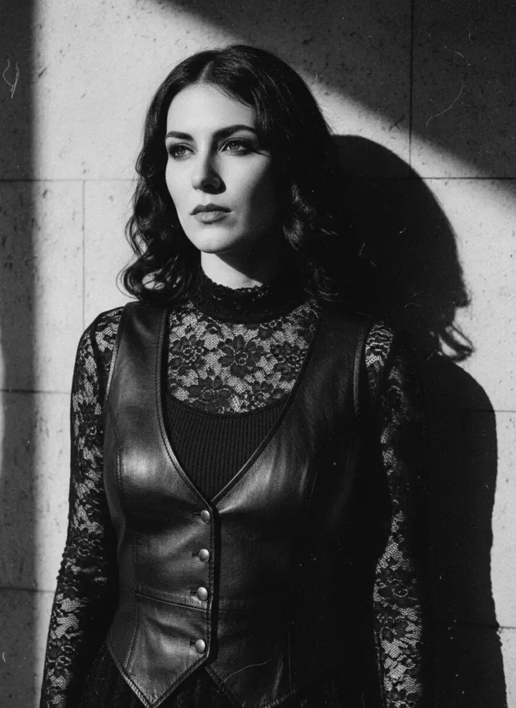 Black and White Vampire Photography with Film Grain