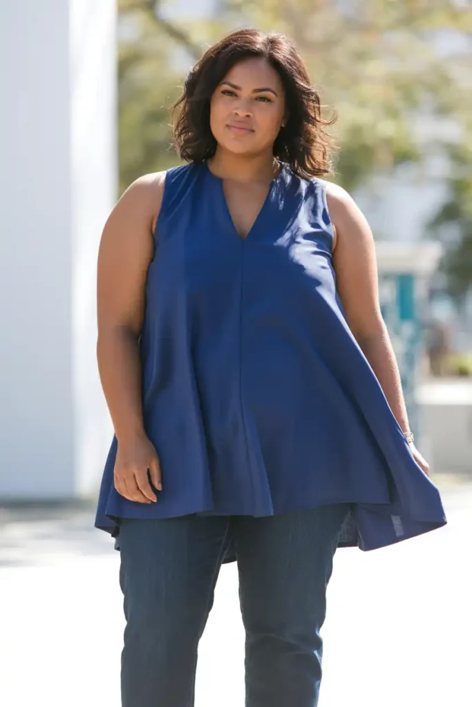 Blue Outfit Ideas for Apple-Shaped Bodies