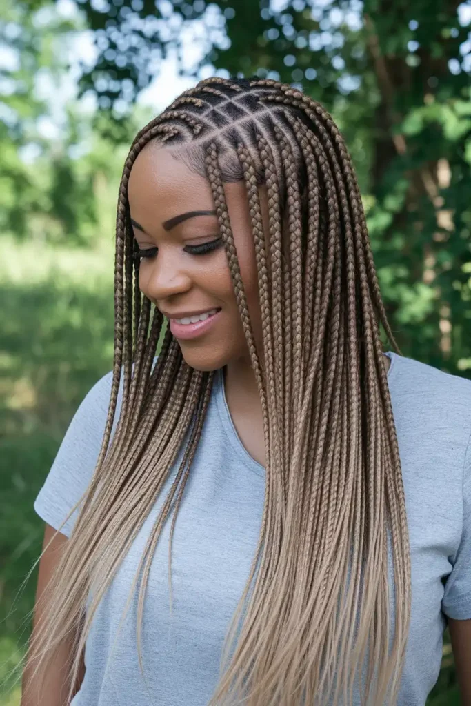 Box Braids With Extensions on a Short Natural Base