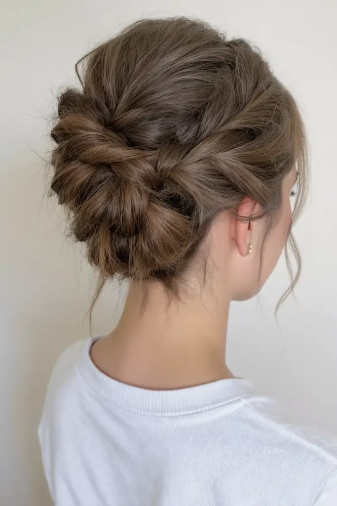 Braided High Bun for Texture and Interest