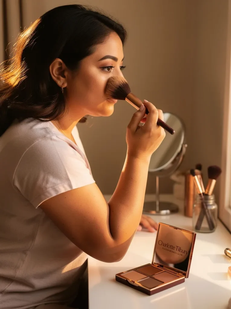 Bronzer Application for a Natural, Sculpted Look