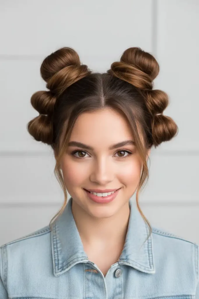Bubble Hairstyle Buns for a Playful, No-Pin Finish