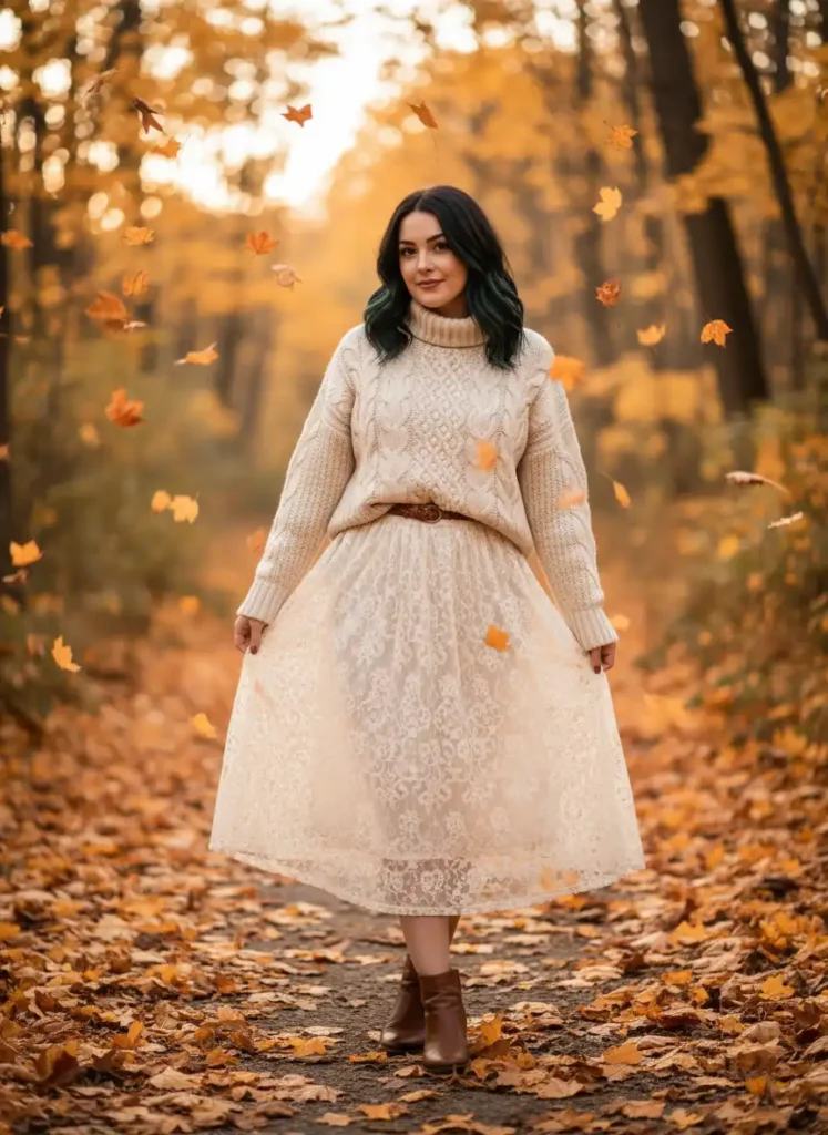 Cable Knit Sweater and Lace: How to Style Cable Knit Sweaters With Unexpected Pieces