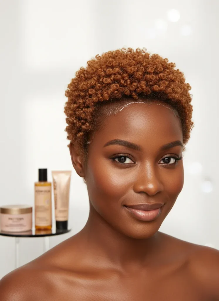 Caramel Brown Hair on a TWA (Teeny Weeny Afro)