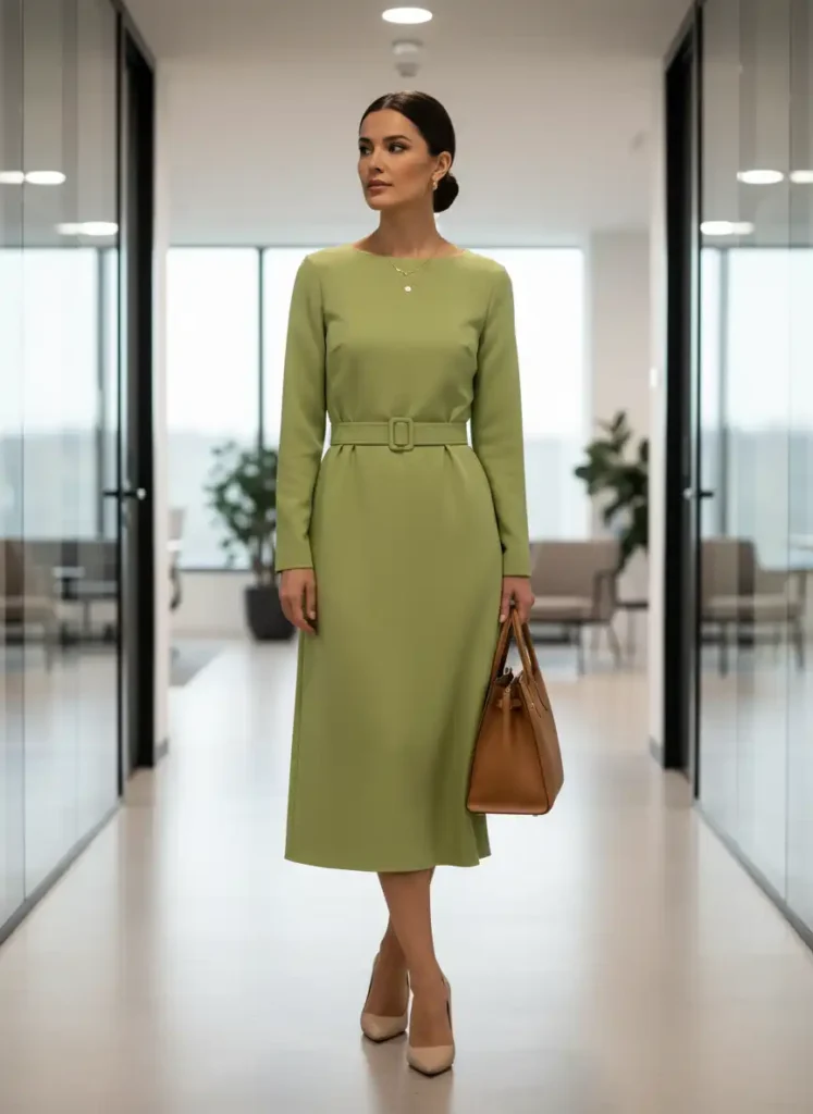 Chartreuse Midi Dress for the Office