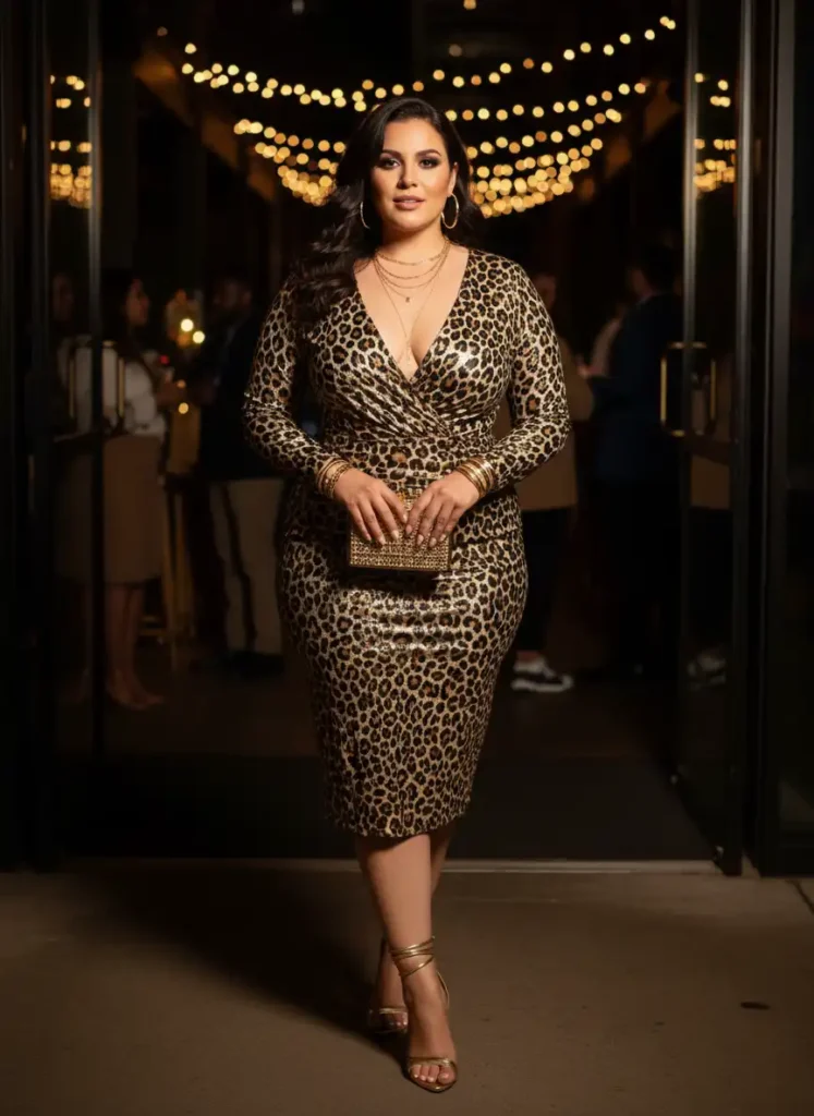 Club Outfits for Plus Size Women: Cheetah Print Done Right