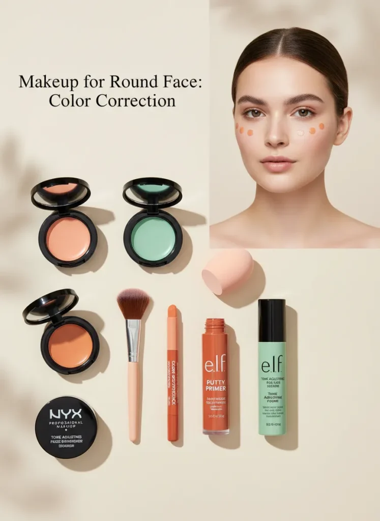 Color Correcting Before Makeup for Round Faces