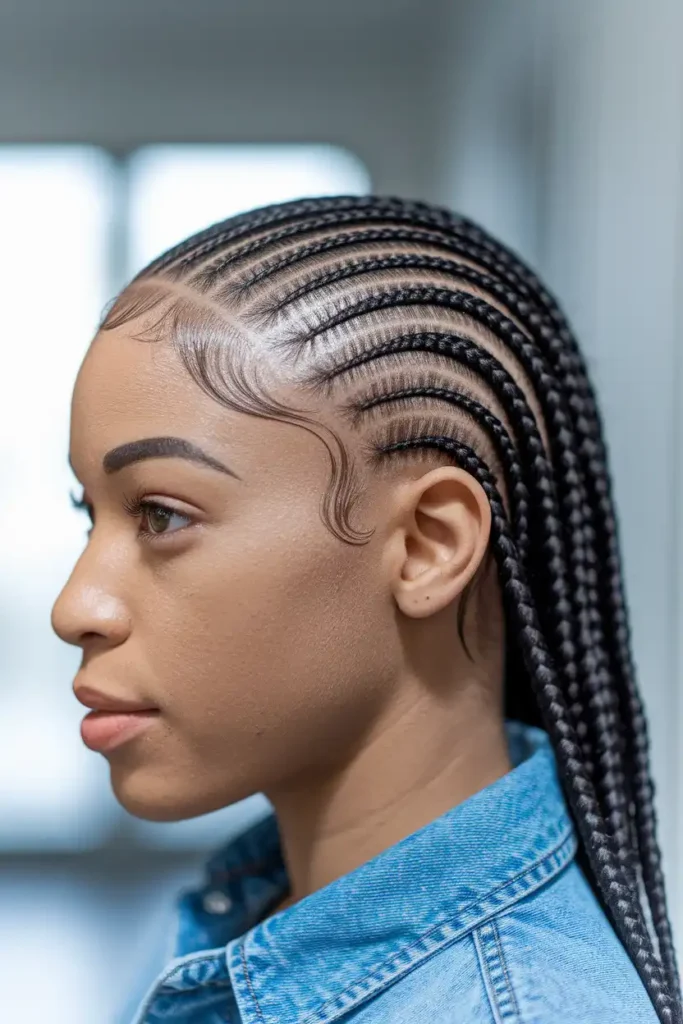 Cornrows Straight Back on Short 4C Hair
