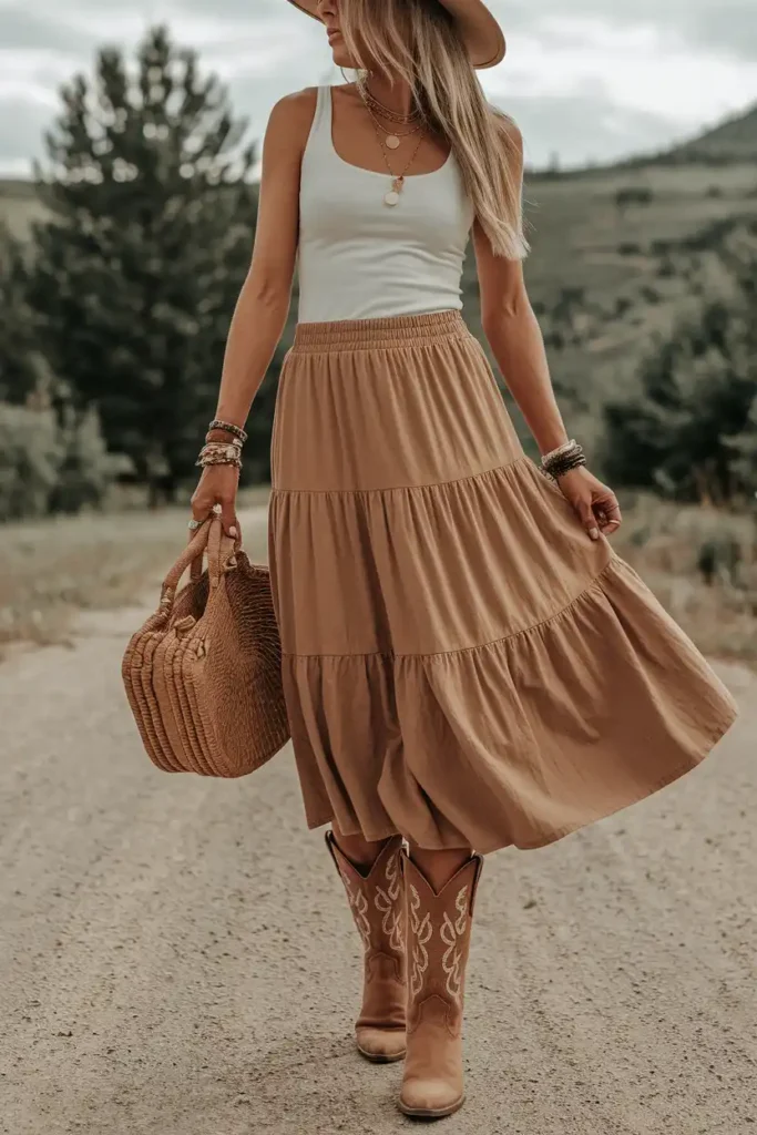 Cowgirl Boots With a Midi Skirt: Getting the Proportions Right