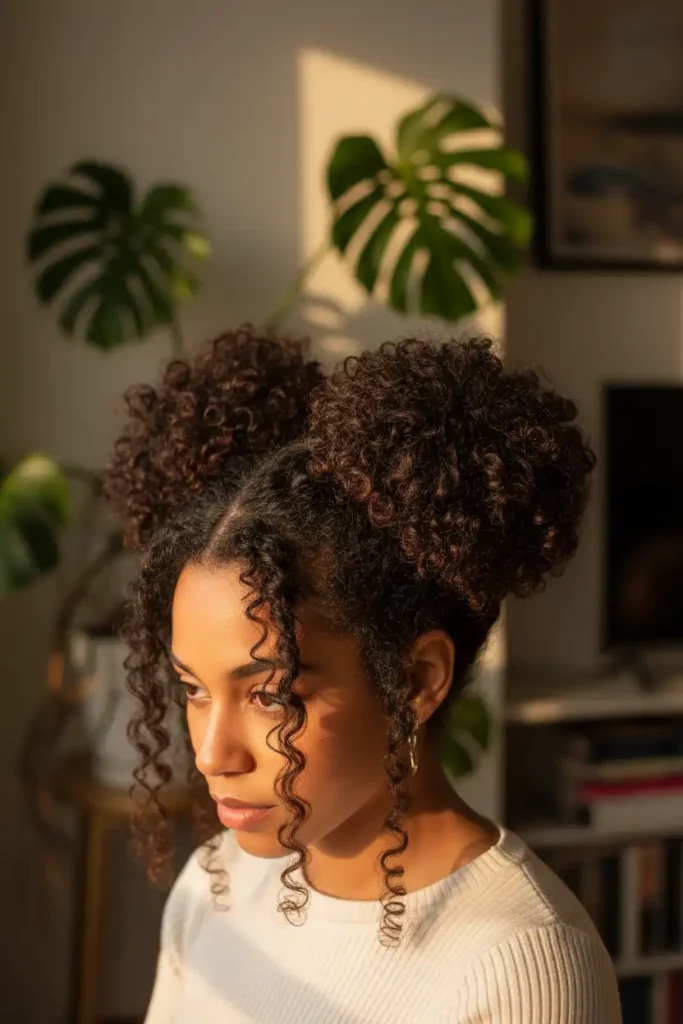 Curly Two Buns With Volume That Actually Stays Put