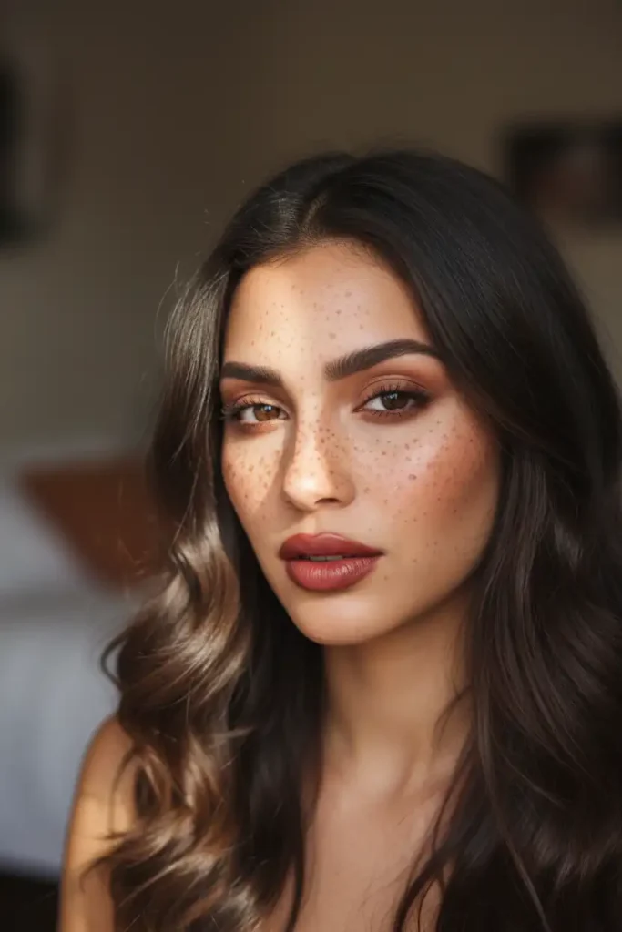 Dark Hair and Freckles: How to Balance the Look