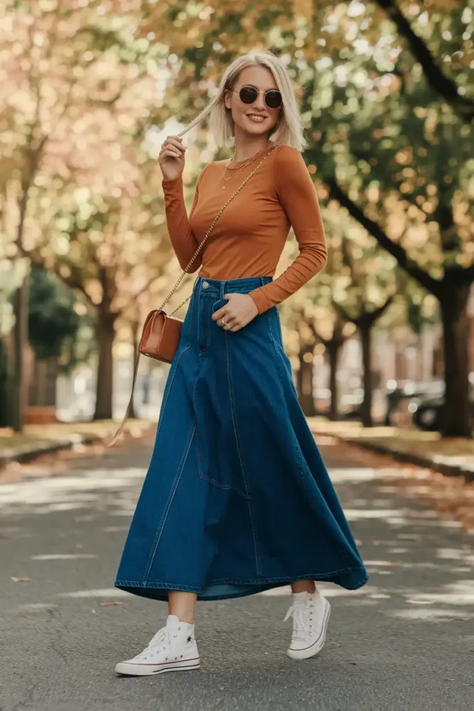 Denim and Maxi Skirt Combinations for Fall