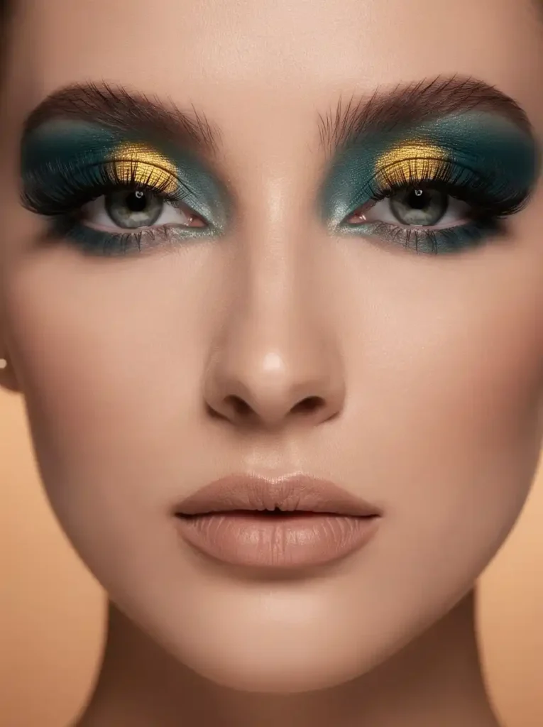 Gold Shimmer Eye With a Bold Color Base