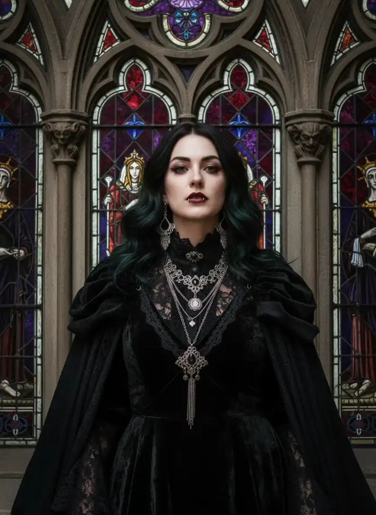 Goth Profile Picture with Strong Architectural Context
