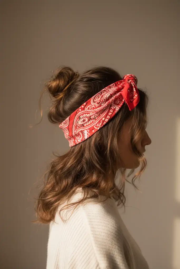 Half Updo Styles That Pair Perfectly With a Bandana Bow