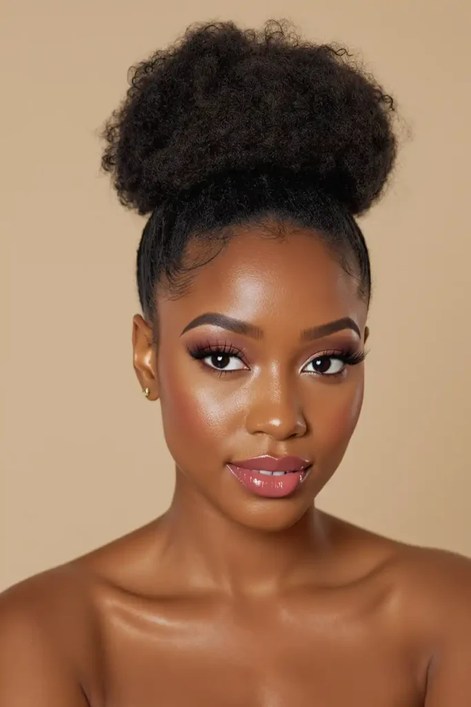 High Bun for Curly Hair That Preserves Your Curl Pattern