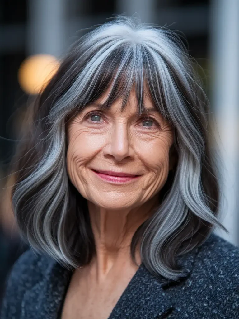 How Curtain Bangs Help During the Gray Hair Transition