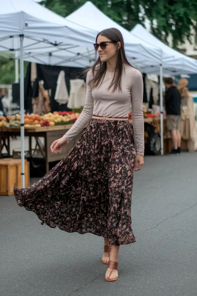 How to Wear a Flowy Maxi Skirt When It's Windy