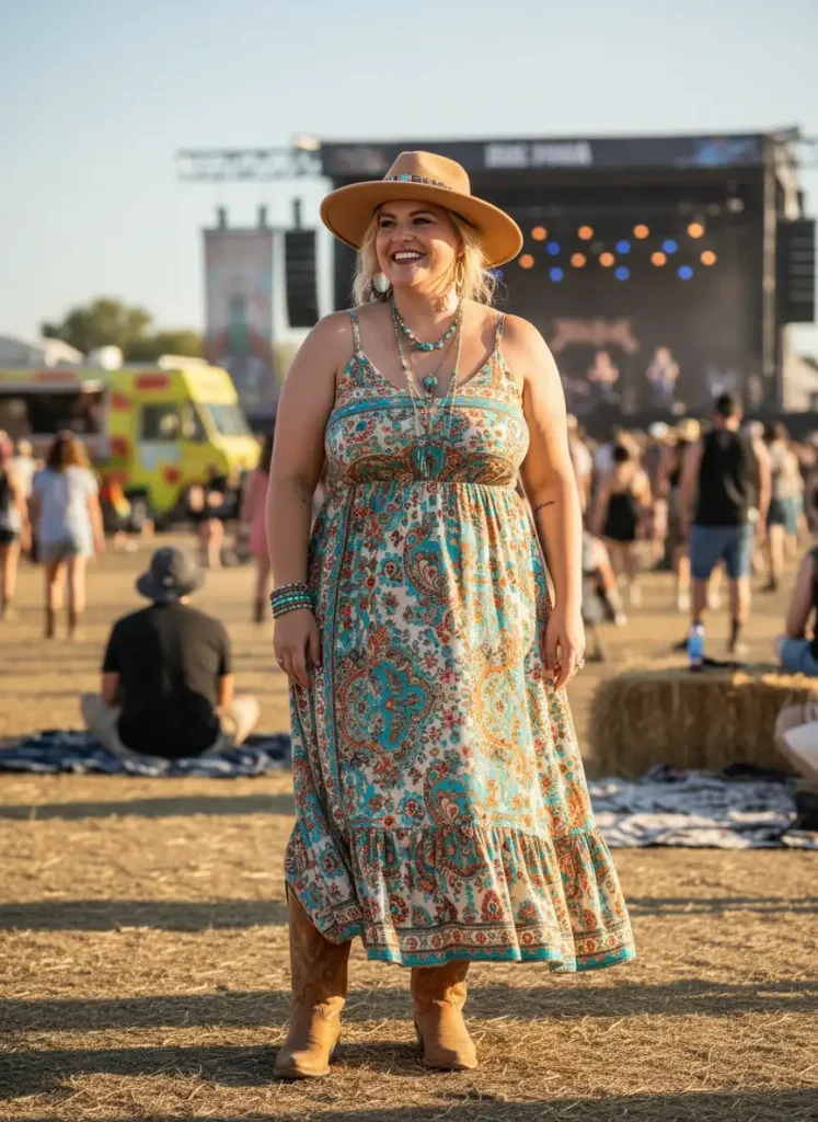 Large Size Outfits for Women Going to a Country Music Festival