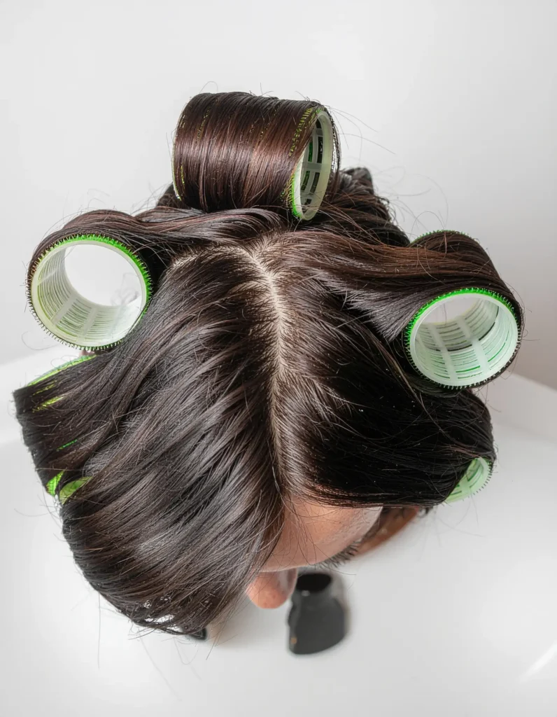 Lob Hairstyle With Velcro Roller Set