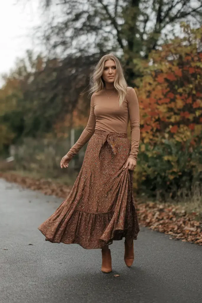 Maxi Skirt Outfits That Actually Work for Early Fall Weather