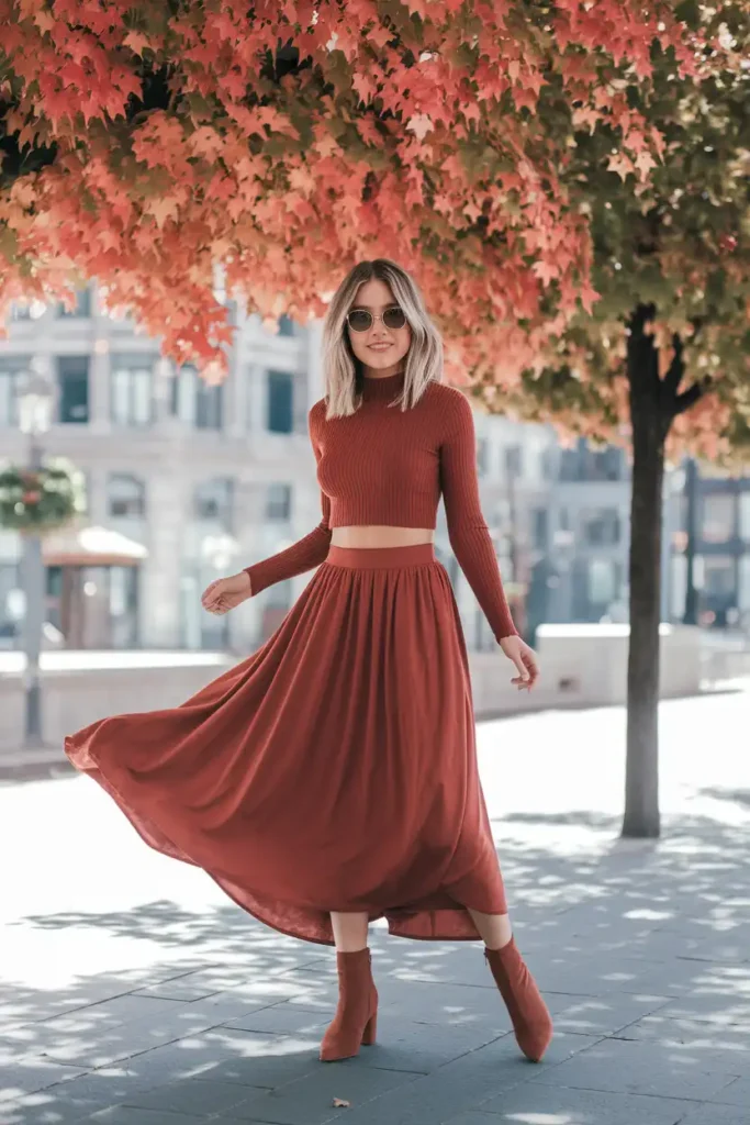 Maxi Skirt Outfits for Petite Women in Fall