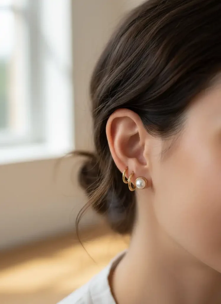 Pearl Studs in a Modern Stack