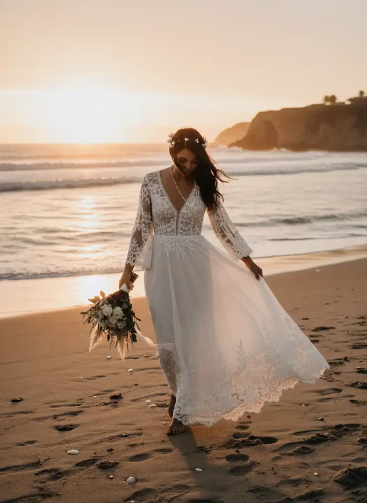 Romantic Lace Wedding Dress for a Beach Wedding