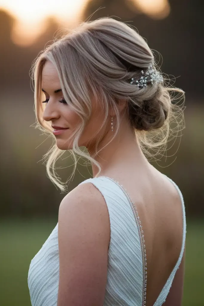 Romantic Updo Looks for Medium Hair at Weddings