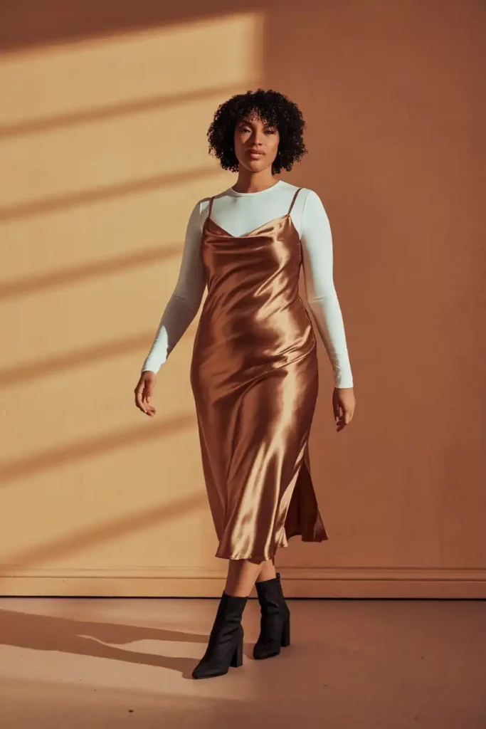 Slip Dresses Layered the Right Way for Short Curves