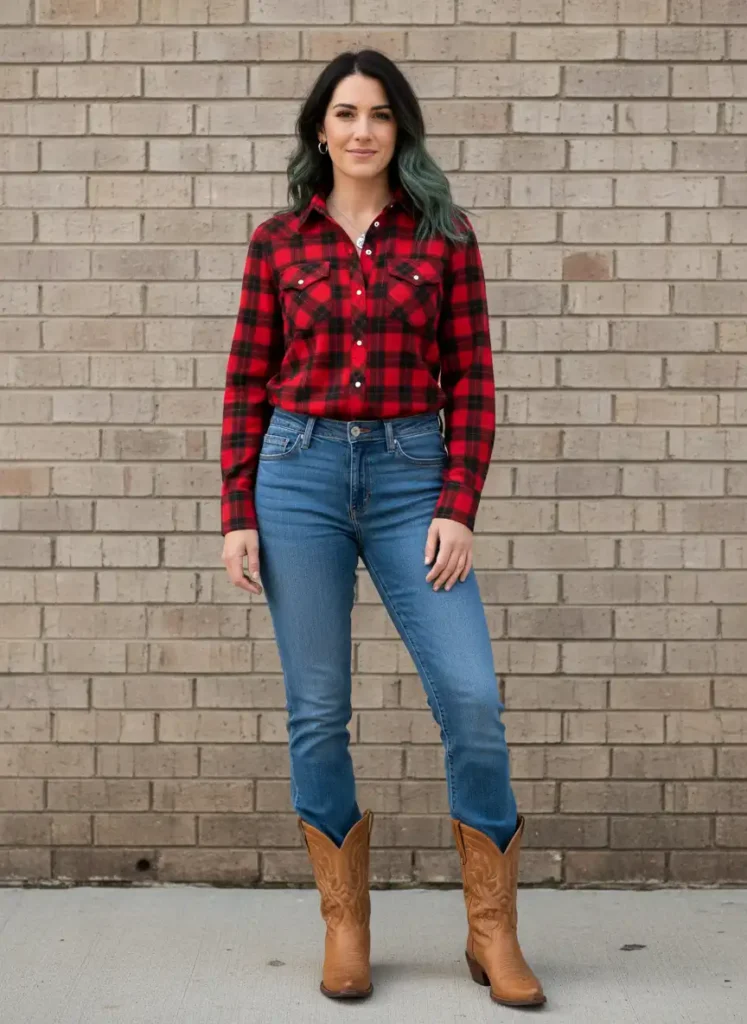 Start With a Simple Bootcut Jean and Western Shirt Combo