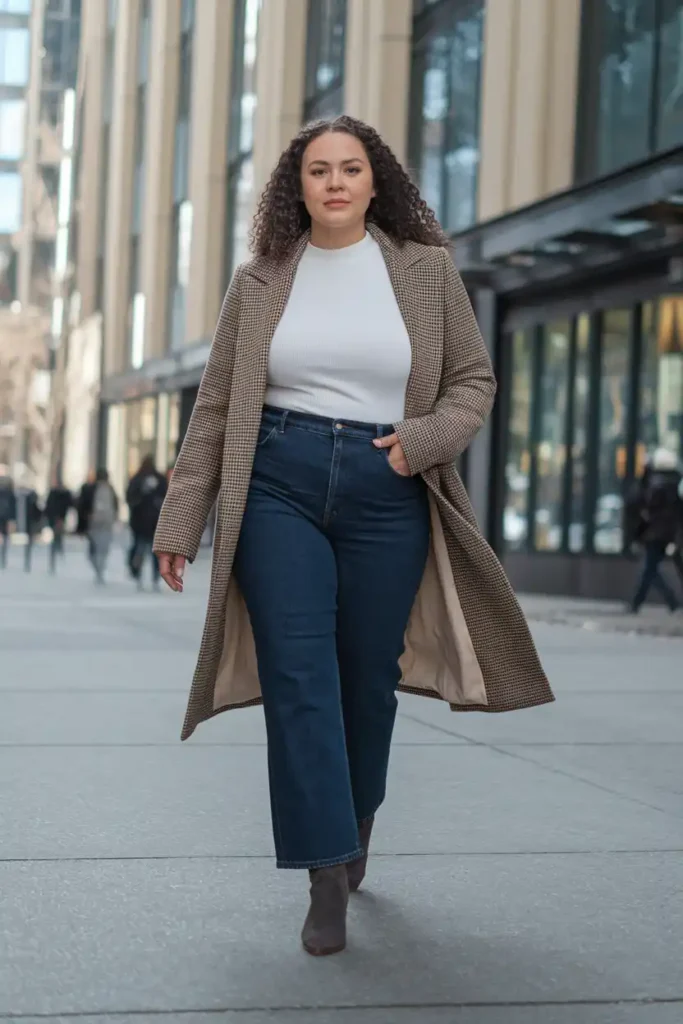 Straight-Leg Jeans Styled for a Petite Curvy Frame