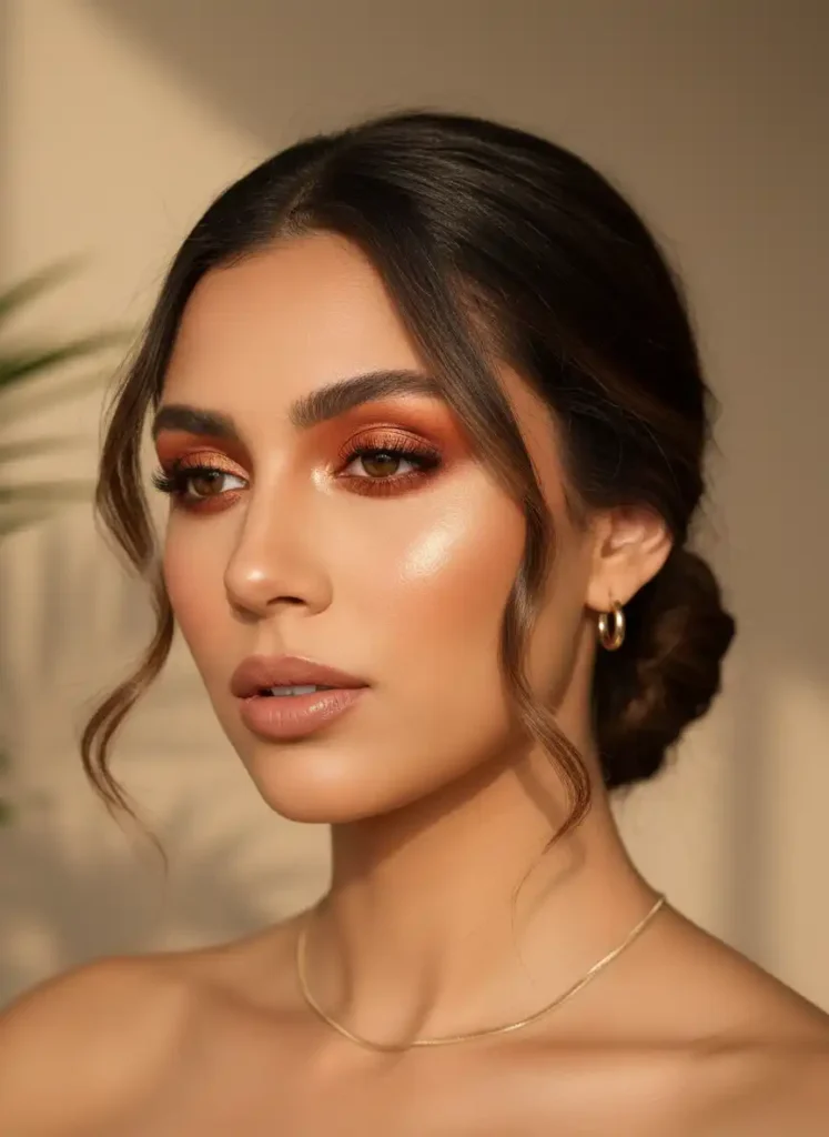 Sunset Orange Lid With Nude Lips
